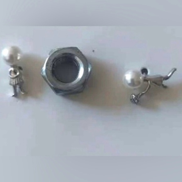“Marry Me” Boy Flowers Girl Dress Silver Figures Pearl Heads Mismatch Tiny Studs - Picture 12 of 14